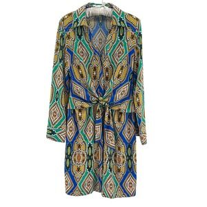 Cache Spring Wedding Guest Dress Womens 10 Colorful Tie Front Elegant Chic